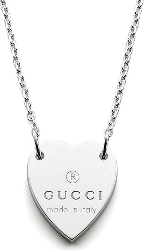 gucci trademark bracelet with heart pendant|Gucci trademark heart silver necklace.